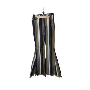 Altar'd State Funky 70s Stretchy Striped Bell Bottom Jeans| M 32" waist 9" rise